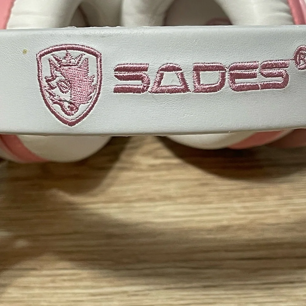 White and Pink Over-Ear Headphones